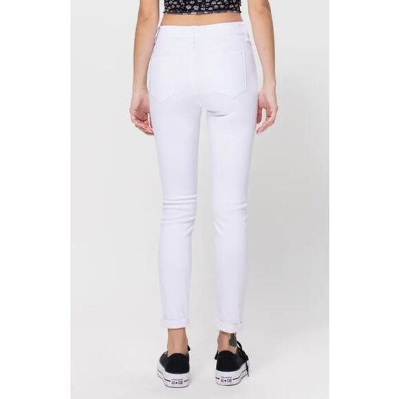 Cello Mid Rise Pull On Double Rolled Cuff Crop Skinny Pants White Size XL - Picture 5 of 11